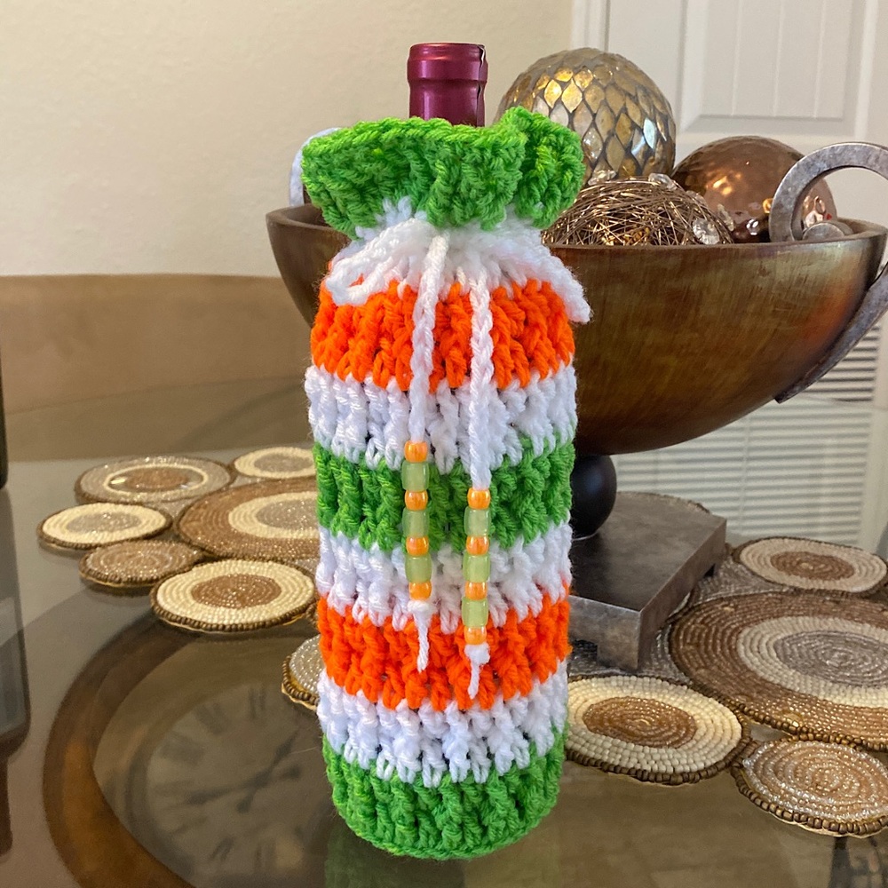 Hand  Crafted Orange Wine Bottle Cover